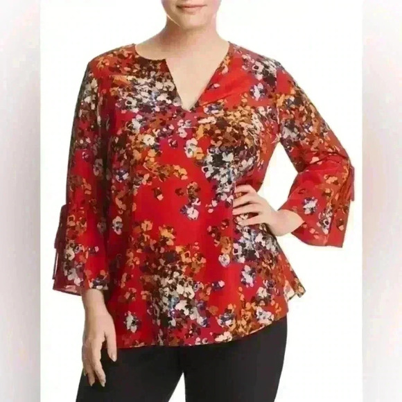 Lafayette 148 New York Tops - Lafayette 148 New York Sela Floral Print Silk Blouse